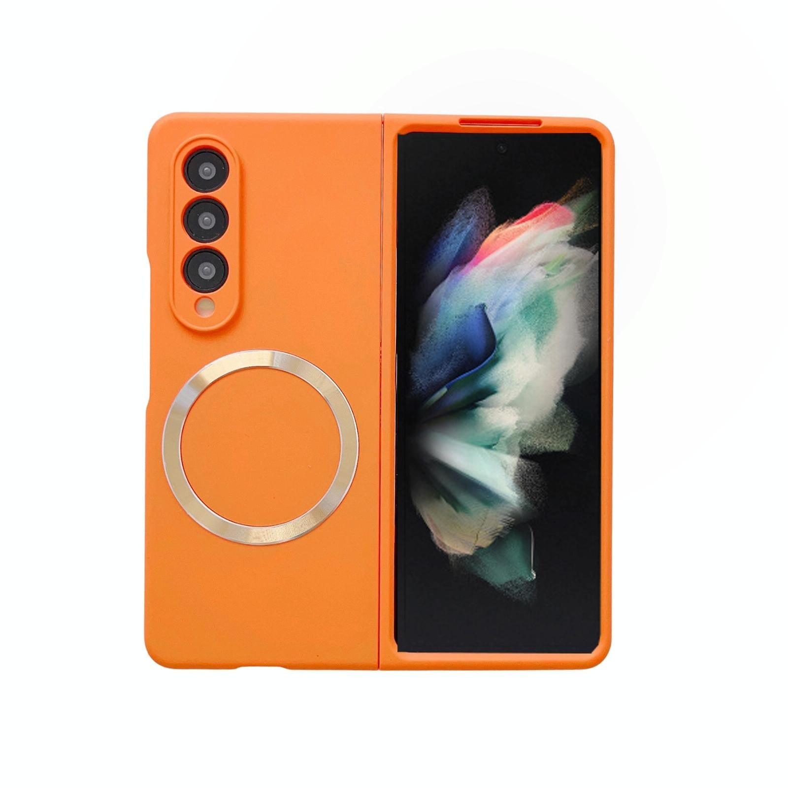 V562-G202670400ADE-202505291308-00 For Samsung Galaxy Z Fold4 5G Magnetic Skin Case - Magsafe - Orange - Image 1