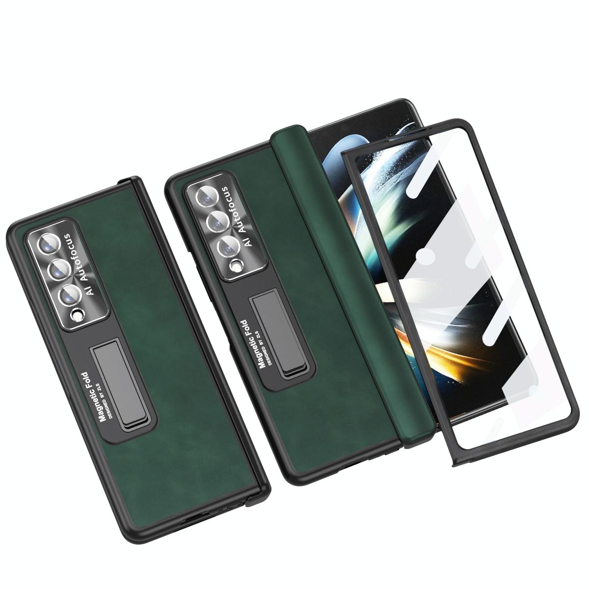V562-G208550400ADE-202505221935-00 For Samsung Galaxy Z Fold4 5G Napa Texture All-In-One Phone Case - Green - Image 1