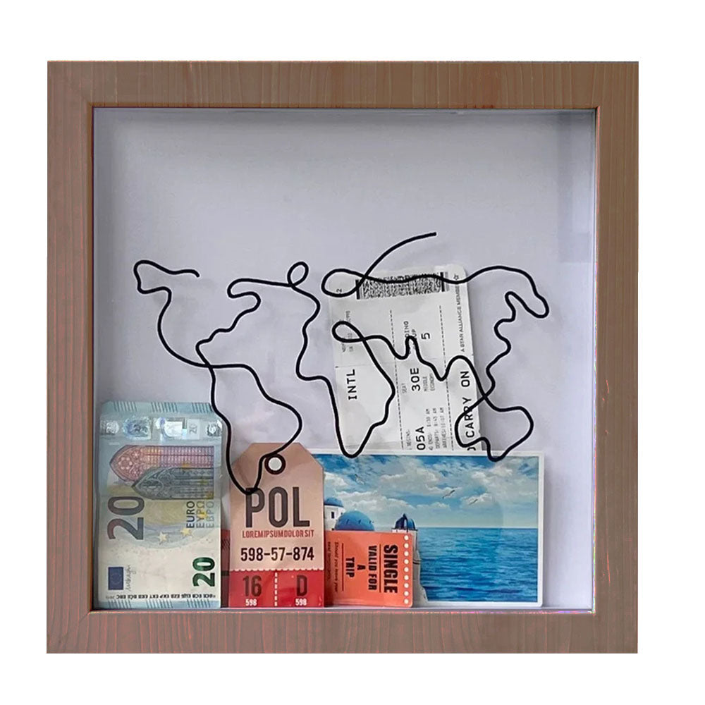 V562-GU24-JA322-SCOFFEE-202503280141-00 Vibe Geeks Adventure Archive Box Wood Frame Travel Tickets Keepsakes Storage Frame - Coffee - Small - Image 1