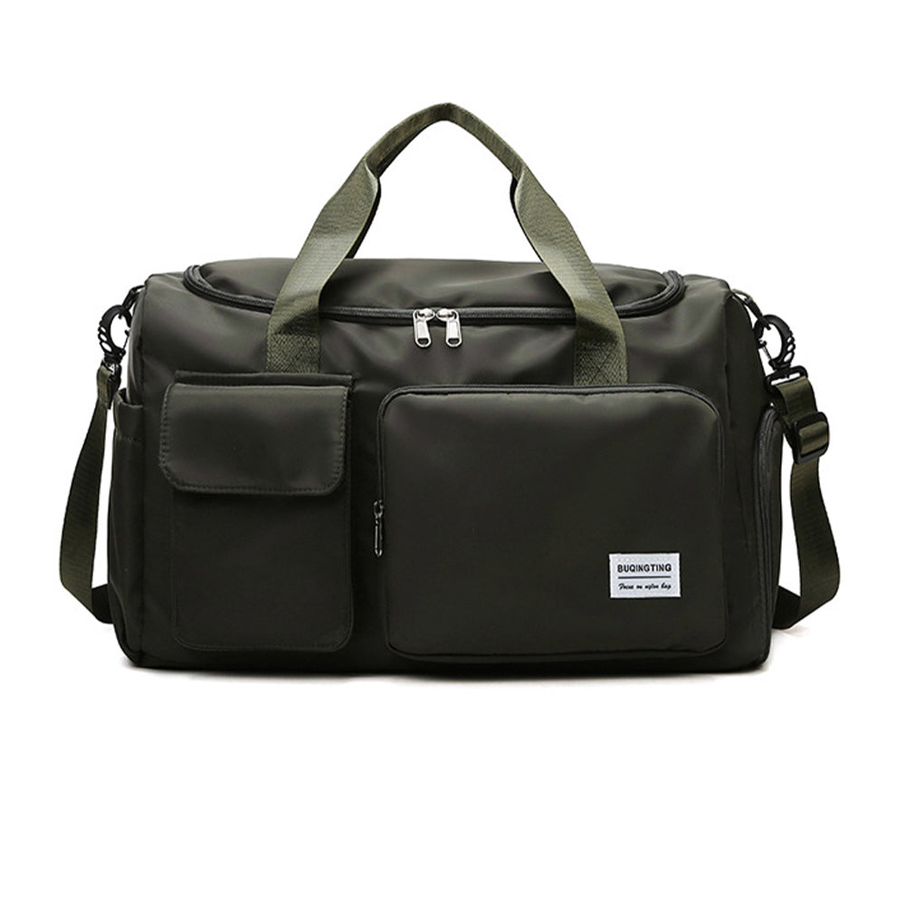 V562-GU24-JA437ARMYGREEN-202503261936-00 Vibe Geeks Waterproof and Lightweight Zipper Sports Gym Bag with Shoe Compartment - Army Green - Image 1