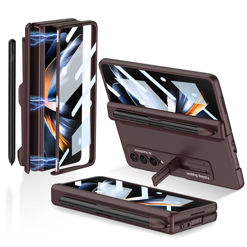 V562-H107857300ADE-202505291211-00 For Samsung Galaxy Z Fold4 5G Foldable Magnetic Flip Case With Holder & Pen Slot - Gkk - Wine Red - Image 1