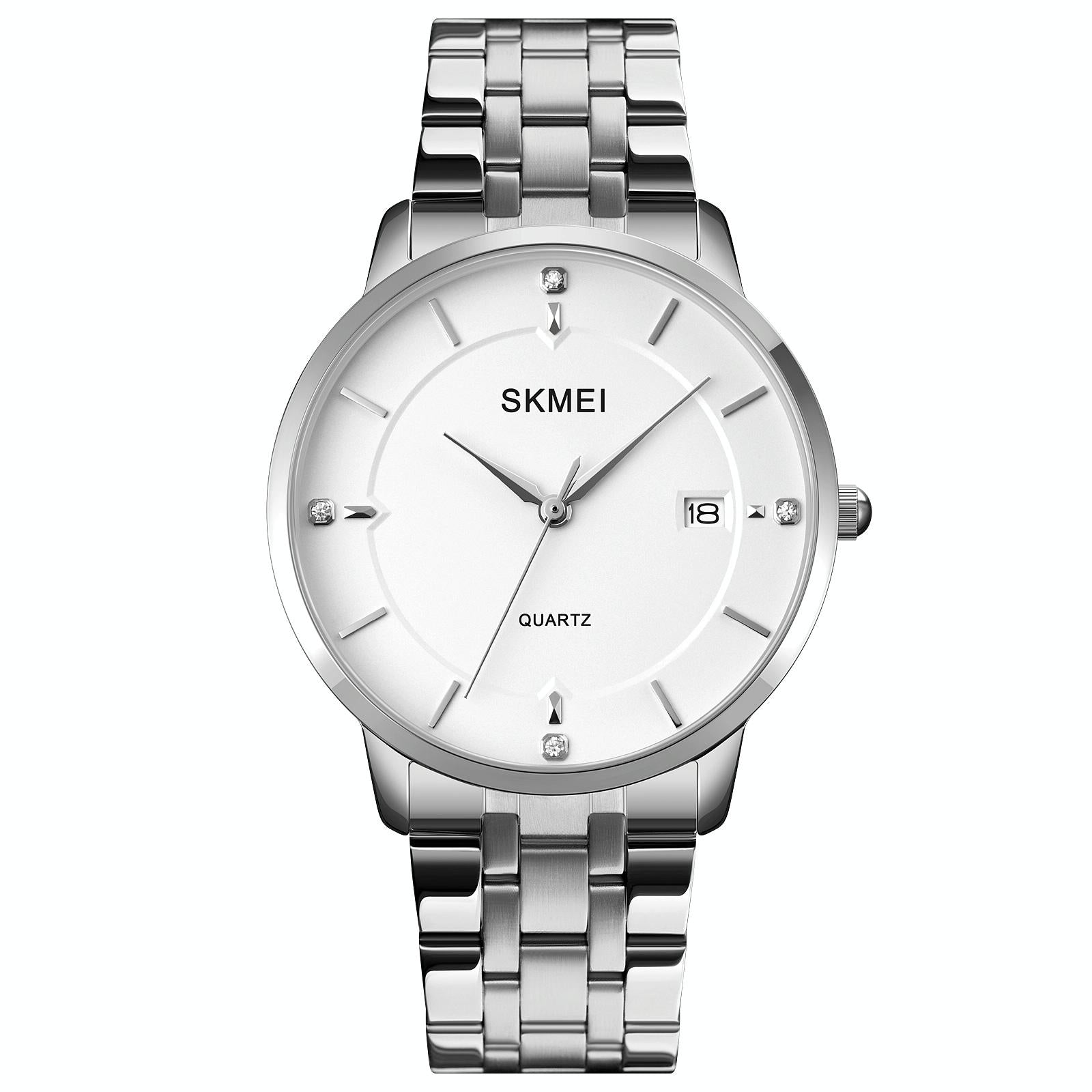 V562-H108678100ADE-223602-00 Men Casual Quartz Watch with Calendar - 1801 - Silver Steel Belt - Image 1