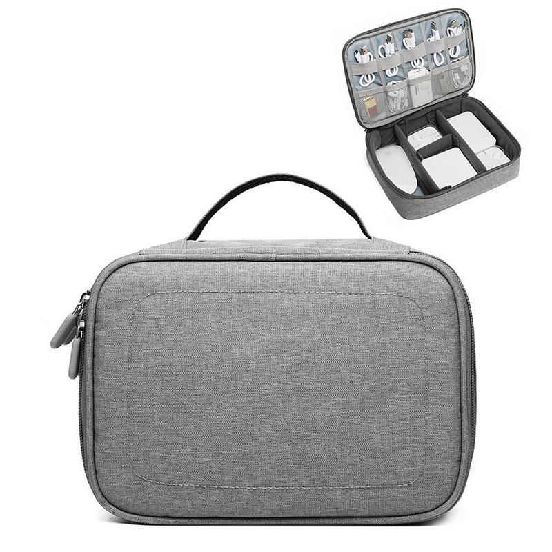 V562-H6185CP-202504212059-00 Versatile Headphone Charger & Data Cable Storage Bag - Single Layer - 23x16x7cm - Grey - Image 1