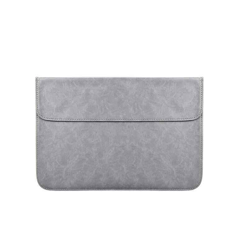 V562-H8900BL-202504022053-00 Horizontal Magnetic Leather Laptop Inner Bag - Invisible Buckle - Grey - Image 1