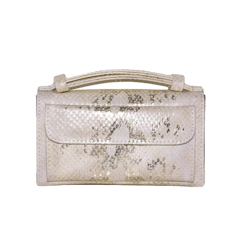 V562-I1098022750DBT-202504021917-00 Sequin Snake Print Wrist Bag - Multifunctional Chain Wallet - Rice White - Image 1