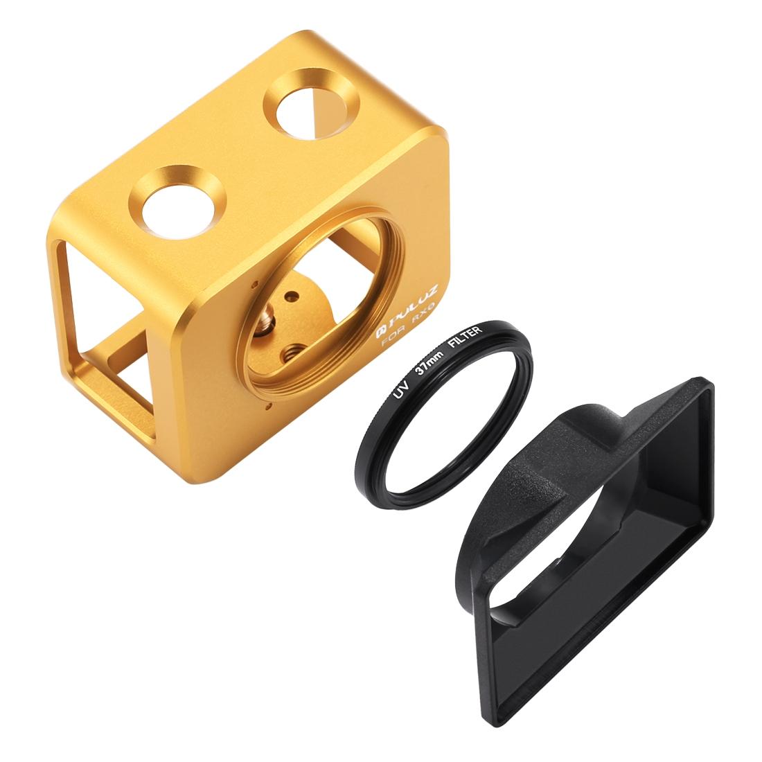 V562-J023UP-219733-00 Sony Rx0 Protective Cage with 37mm Lens and Sunshade - Gold - Image 1