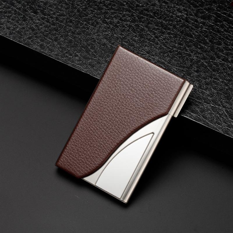 V562-K1036022750DBT-202503281926-00 Stainless Steel Business Card Case Large Capacity - Lychee Coffee - Image 1