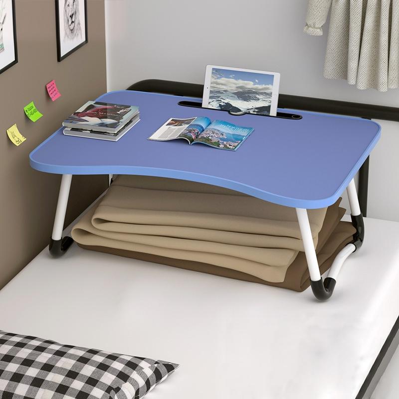V562-L3917CH-202502271905-00 Adjustable Folding Laptop Desk with Non-slip Legs and Card Slot - Dark Blue - Image 1