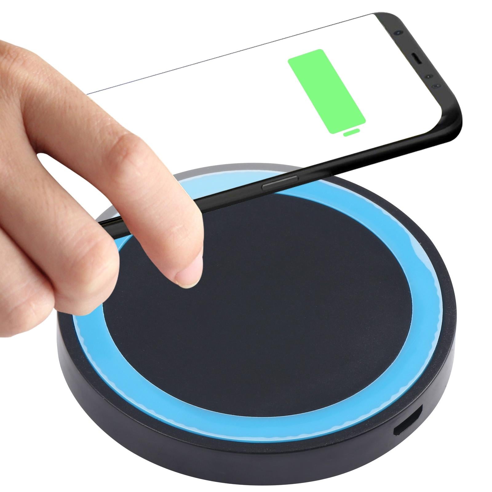 V562-L9983-SCS-S-202504211925-00 Universal 5W Round Wireless Charger - Black + Blue - Image 1