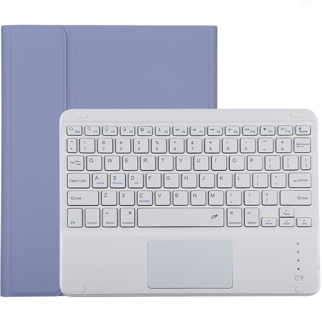 V562-P3065ORPI-202504291916-00 Bluetooth Keyboard & Tablet Case For Ipad 10.2 / Ipad Air 2019 - Detachable Touch Pad Pen Slot Holder - Microfiber Leather - Purple - Image 1