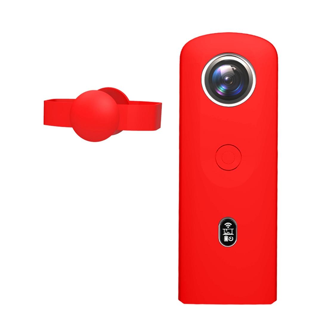 V562-R585UP-219379-00 360 Camera Silicone Case with Lens Cover for Ricoh Theta Sc2 - Red - Image 1