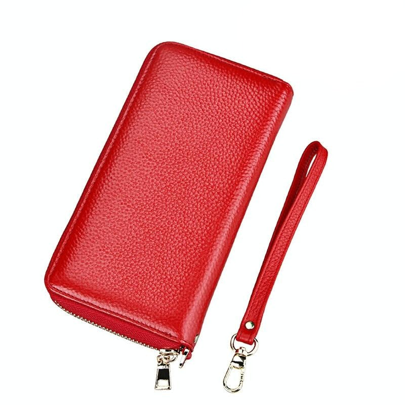 V562-R8701BCC-202503281941-00 Leather Rfid Card Holder Wallet with Hand Strap - Red - Image 1
