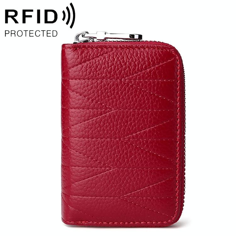 V562-RW0610BCC-202505291511-00 Women Anti Magnetic Leather Rfid Wallet - Wine Red - Image 1
