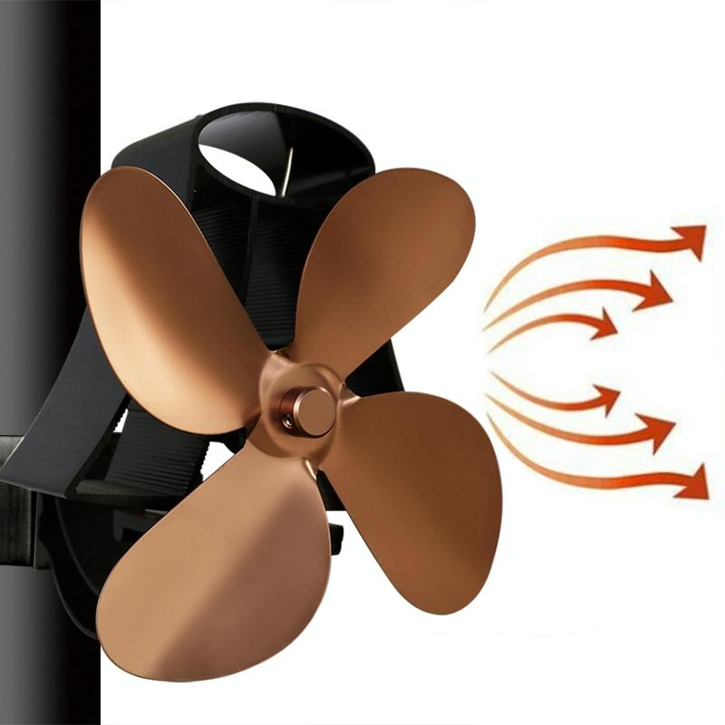 V562-TG9200FE-202502241440-00 4-blade Heat Powered Fireplace Stove Fan - Aluminum - Bronze - Image 1