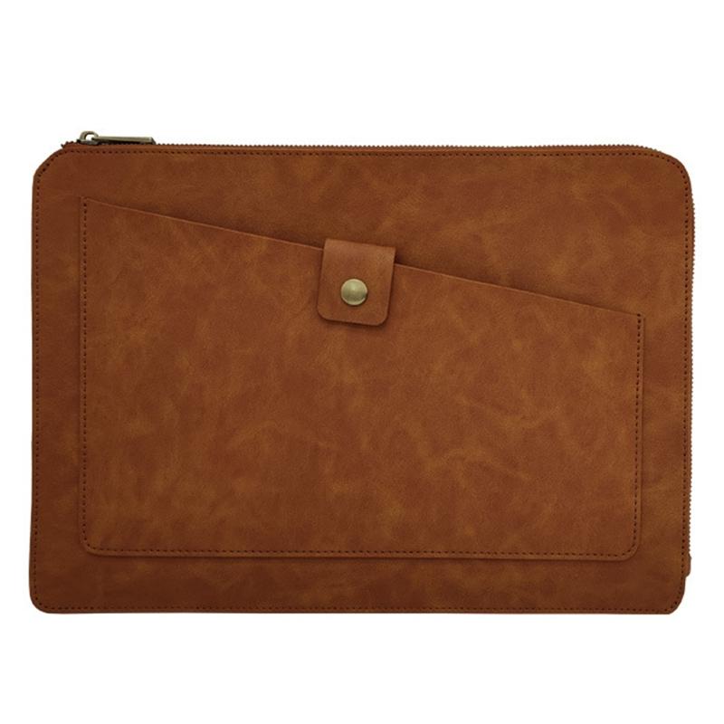 V562-Z2896BL-202504022111-00 Premium Leather Business Laptop Bag With Zipper - Universal Fit - Brown - Image 1