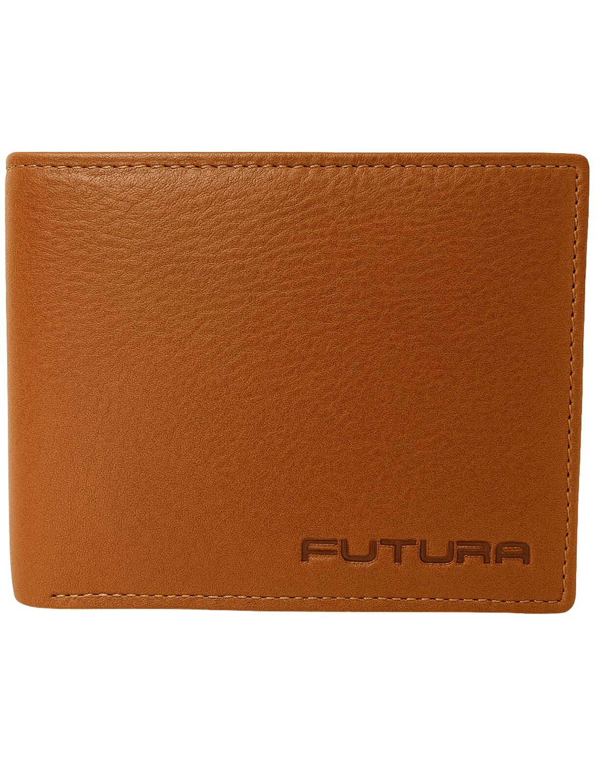 V563-00240L-TAN-202506161715-00 Futura Mens RFID Leather Coin Fold Over Genuine Leather Wallet - Tan - Image 1