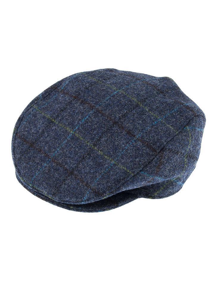 V563-1-3038-BLUE-M-174257-00 DENTS Abraham Moon Tweed Flat Cap Wool Ivy Hat Driving Cabbie Quilted 1-3038 - Blue - Medium - Image 1