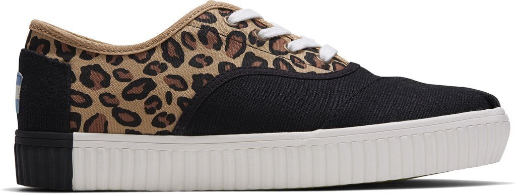 V563-10015280-LPC_W6-202505261845-00 TOMS Womens Casual Canvas Shoes Sneakers Flats Low Cut - Black/Leopard - US Women 6 - Image 1