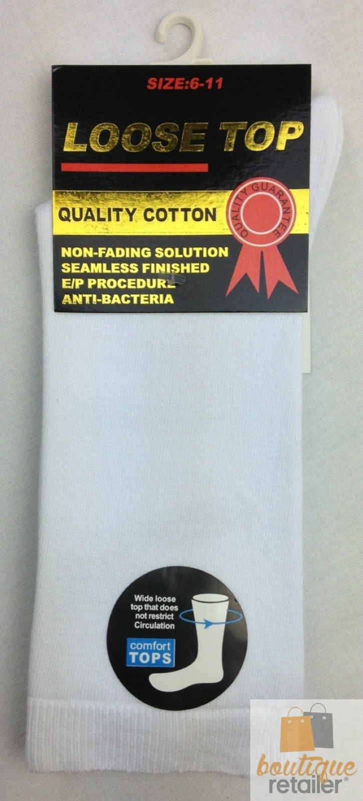 V563-10COTTONLTSOX-WHT6-11-202503200936-00 10x Pairs COTTON Rich LOOSE TOP SOCKS Medical Circulation Diabetic Comfort BULK - - - Image 1