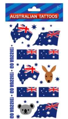 V563-11095-01-184682-00 Body Tattoos Fake Temporary Face Australian Aussie Day Flag Contemporary Tats - Image 1