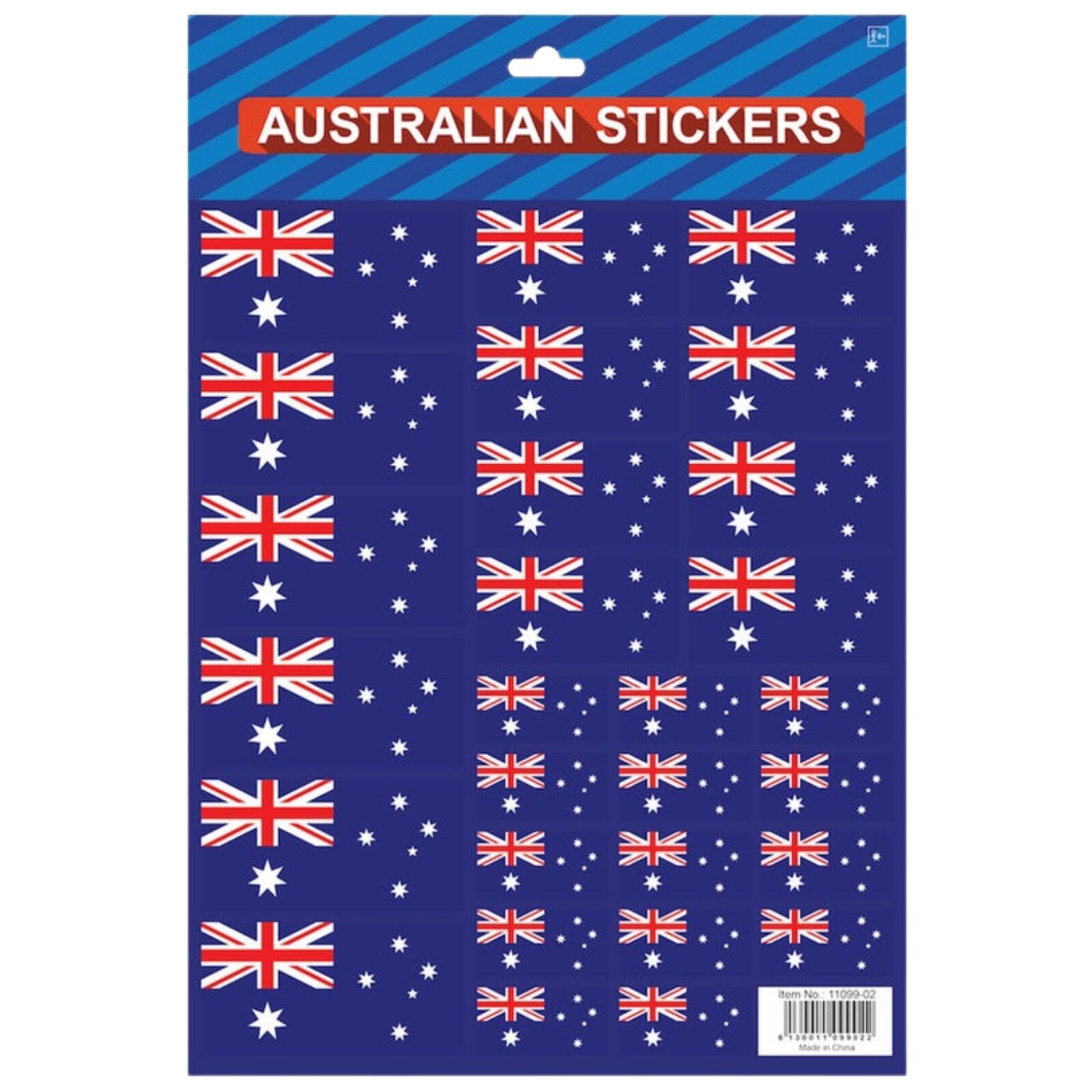 V563-11099-02-218798-00 Australian Flag Stickers – A4 Sheet of Festive Stickers for Australia Day Celebrations - Image 1