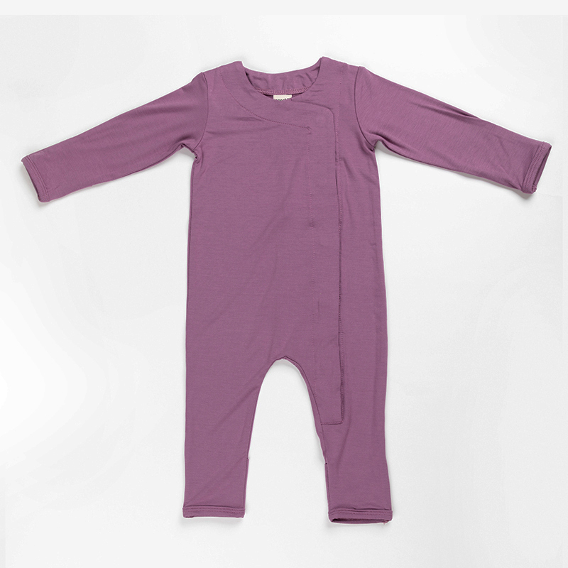 V563-11100401-202503051213-00 Ponchik Babies + Kids - Magnetic Bamboo Body Suit Onesie - Plum - 0-3m - Image 1