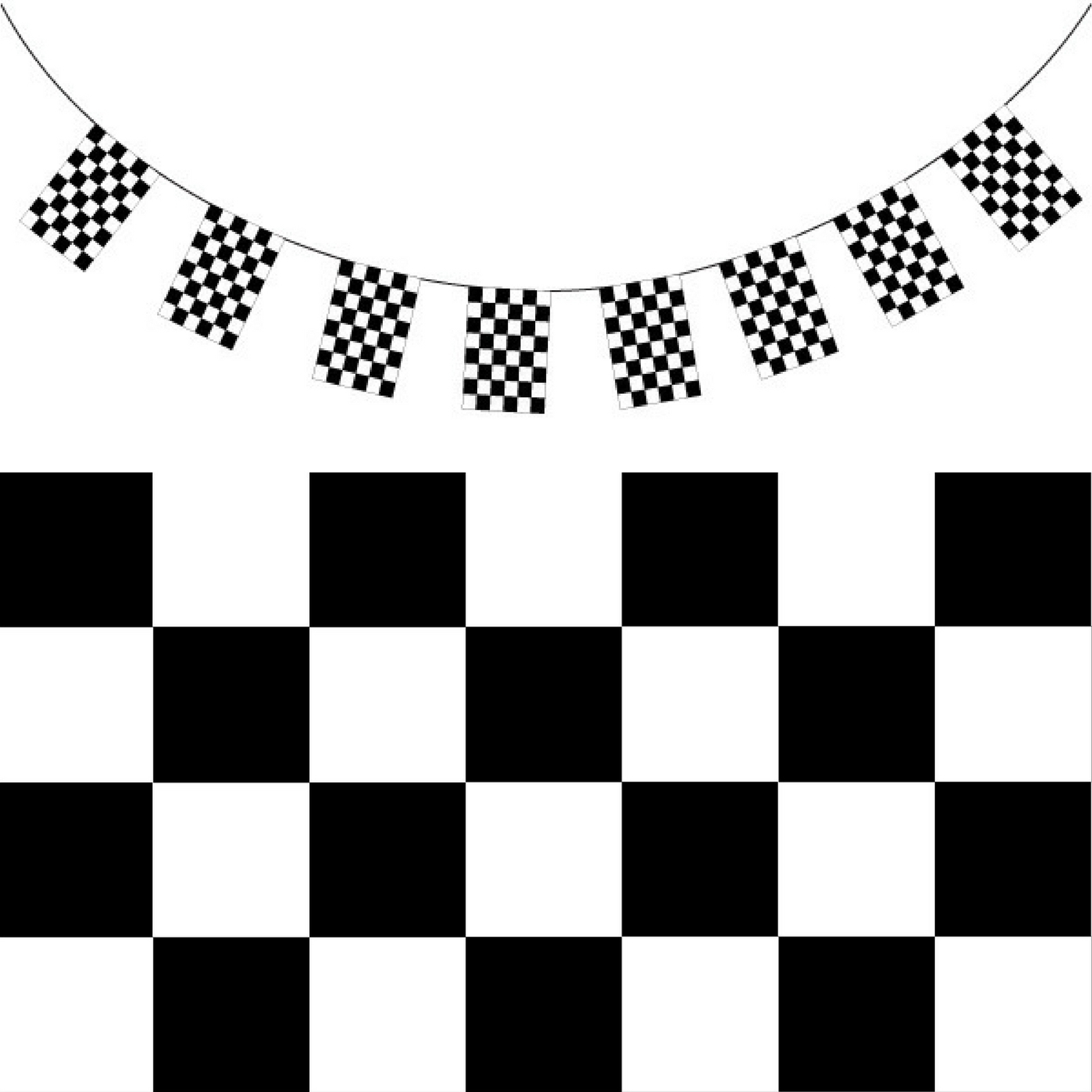 V563-13281-3PK-202503051740-00 CHECKERED BUNTING FLAG Race Car Chequered Flag Banner Hanging Decoration Rectangular - 10.8 Metres - Image 1