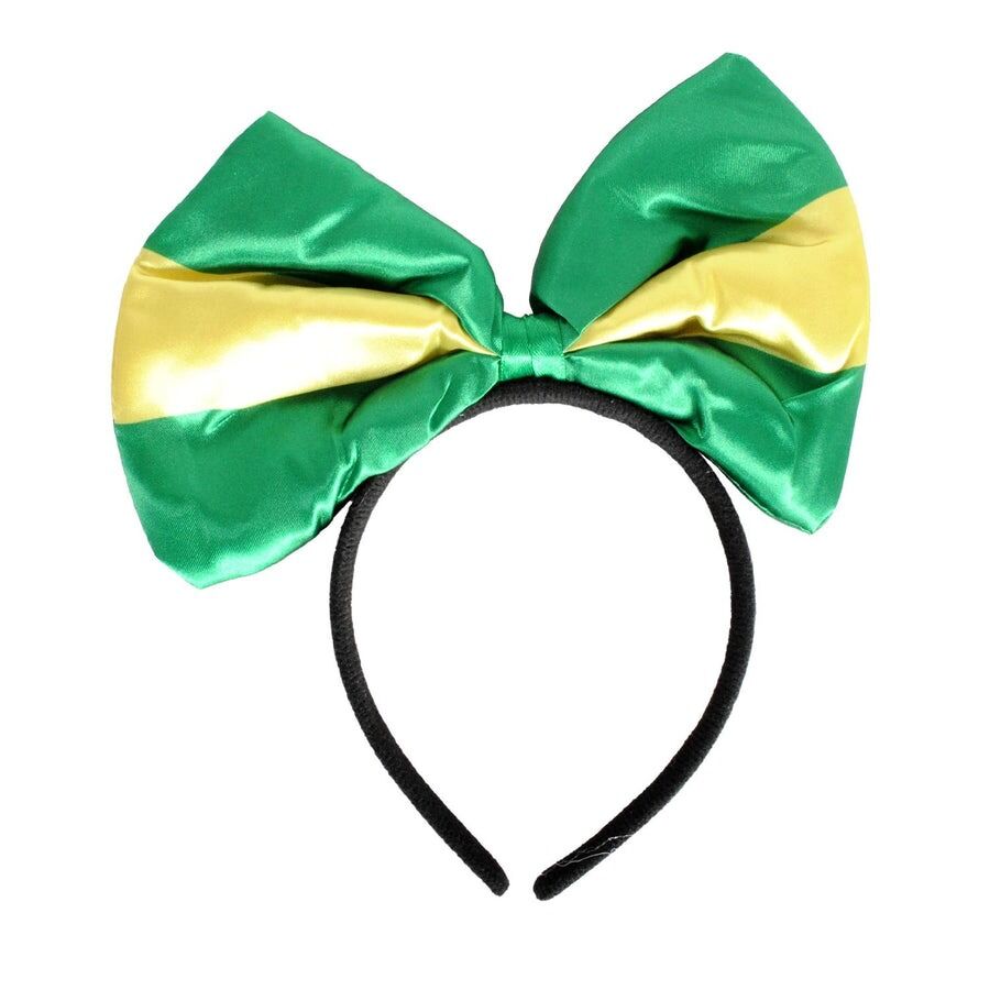 V563-14718-218803-00 Green and Gold Yellow Bow Headband – Australia Day & Sports Event Accessory - Image 1