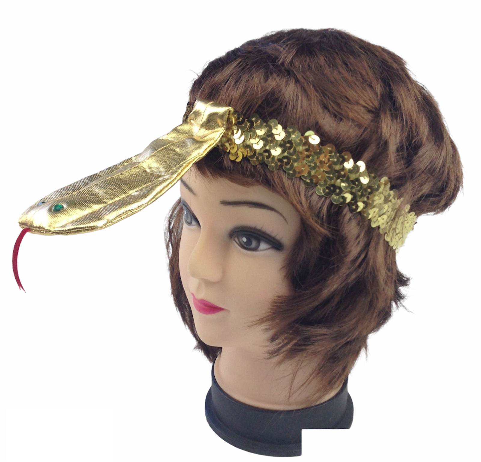V563-148000-184607-00 SEQUIN EGYPTIAN Headband Flapper Headpiece w Snake Fancy Dress Costume Cleopatra - Image 1