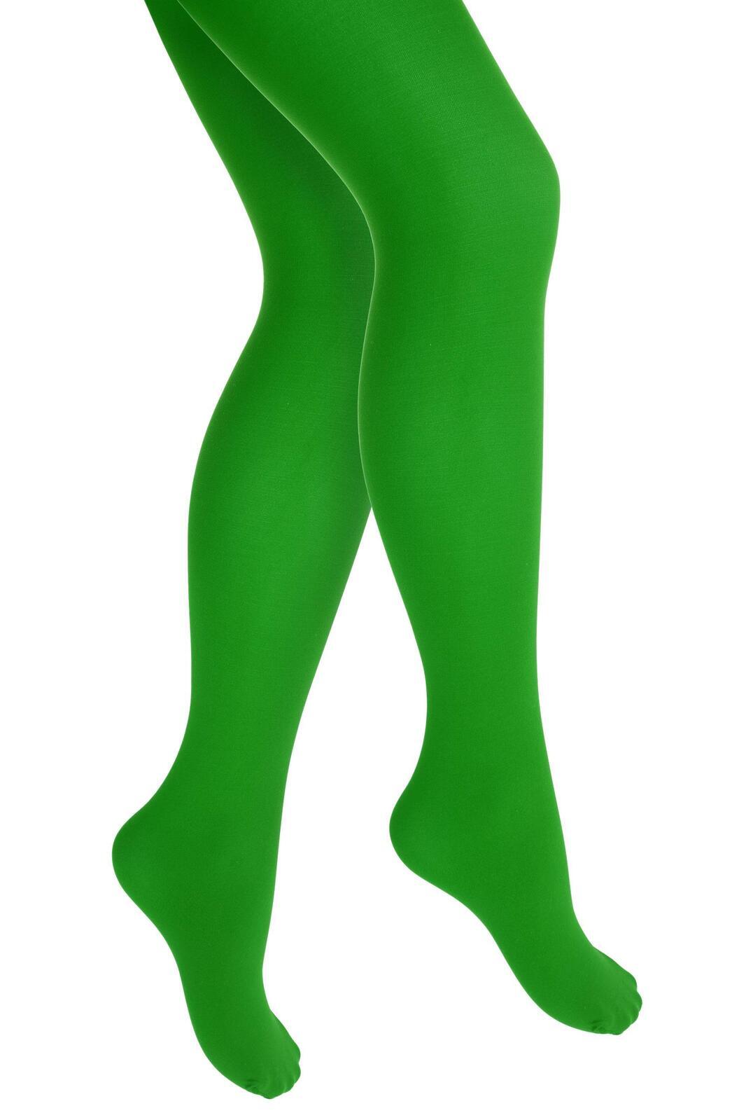 V563-15200-GRN-ONESIZE-185009-00 Pantyhose Tights Stockings Hosiery Womens Ladies Plain Colours - Green - Image 1
