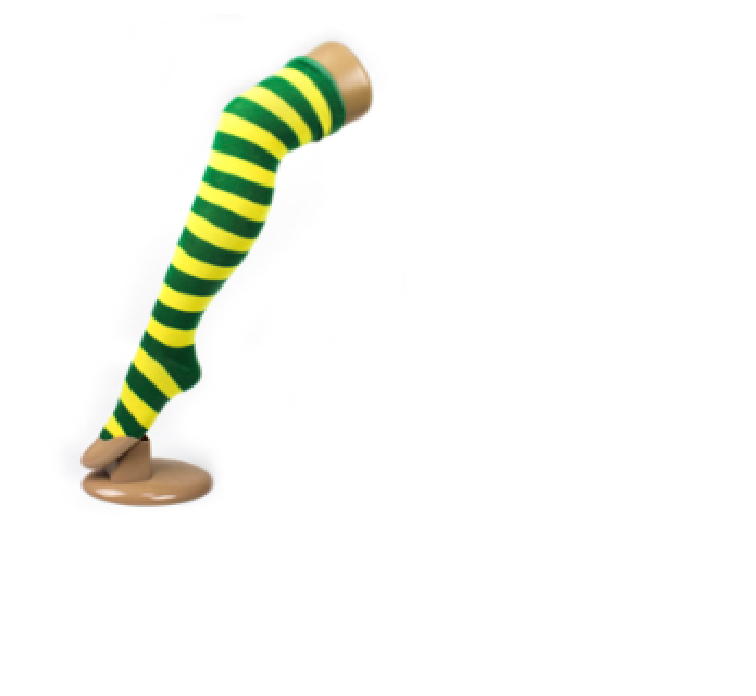 V563-15350-GREEN_GOLD-184407-00 OVER THE KNEE SOCKS Plain Striped High Thigh Ladies Long Womens Stripey Stocking - Green/Gold - Image 1