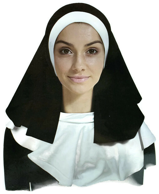 V563-16119-184361-00 NUN Headpiece & Neckpiece Set Kit Collar Saints Sinners Church Sister Party - Image 1