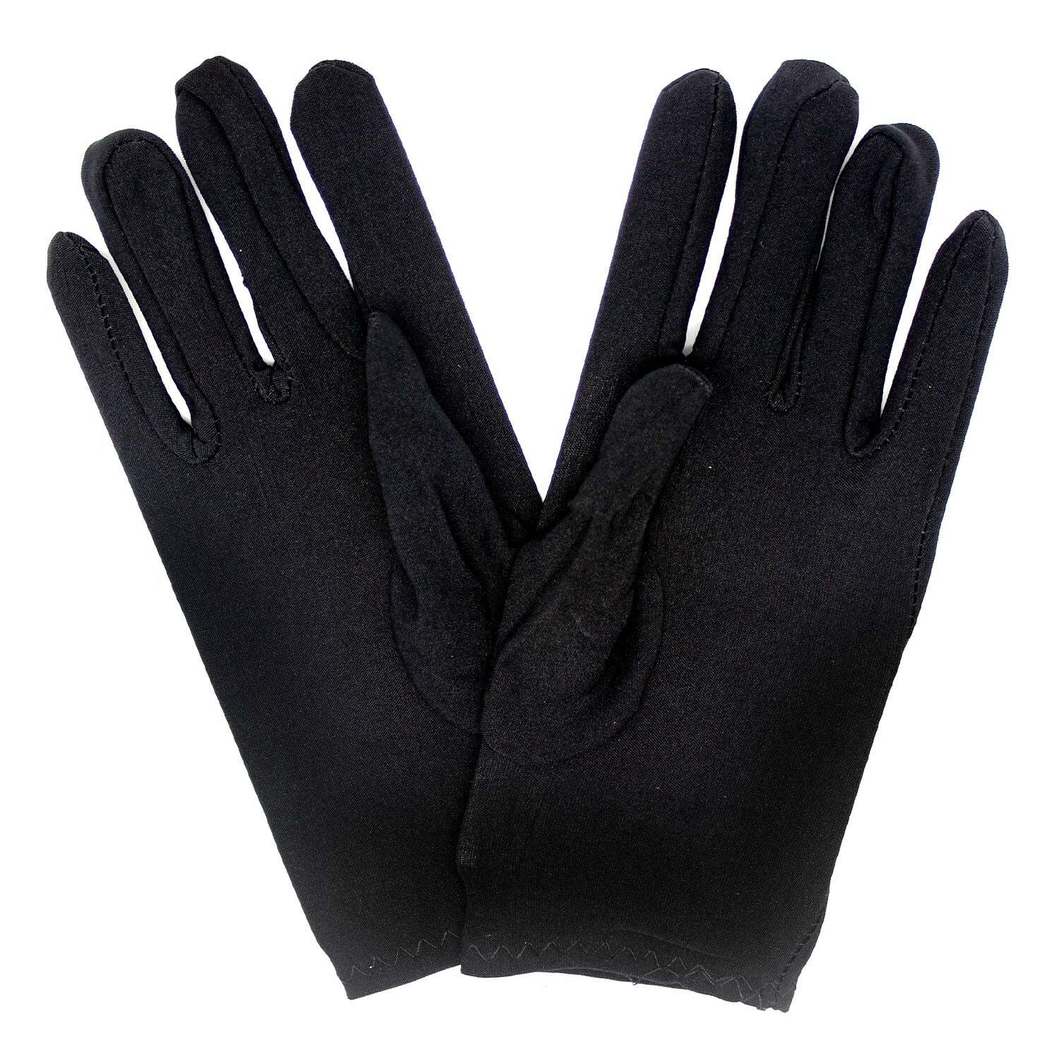 V563-18540-BLACK-184946-00 Ladies SHORT GLOVES Costume Party Wedding Bridal Fancy Dress Prom Stretchy - Black - One Size - Image 1