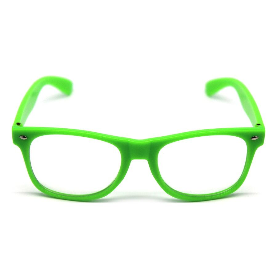 V563-21030-07-214129-00 Green Party Glasses w/ Clear Lenses – Fun 80s Australia Day Costume Glasses - Image 1