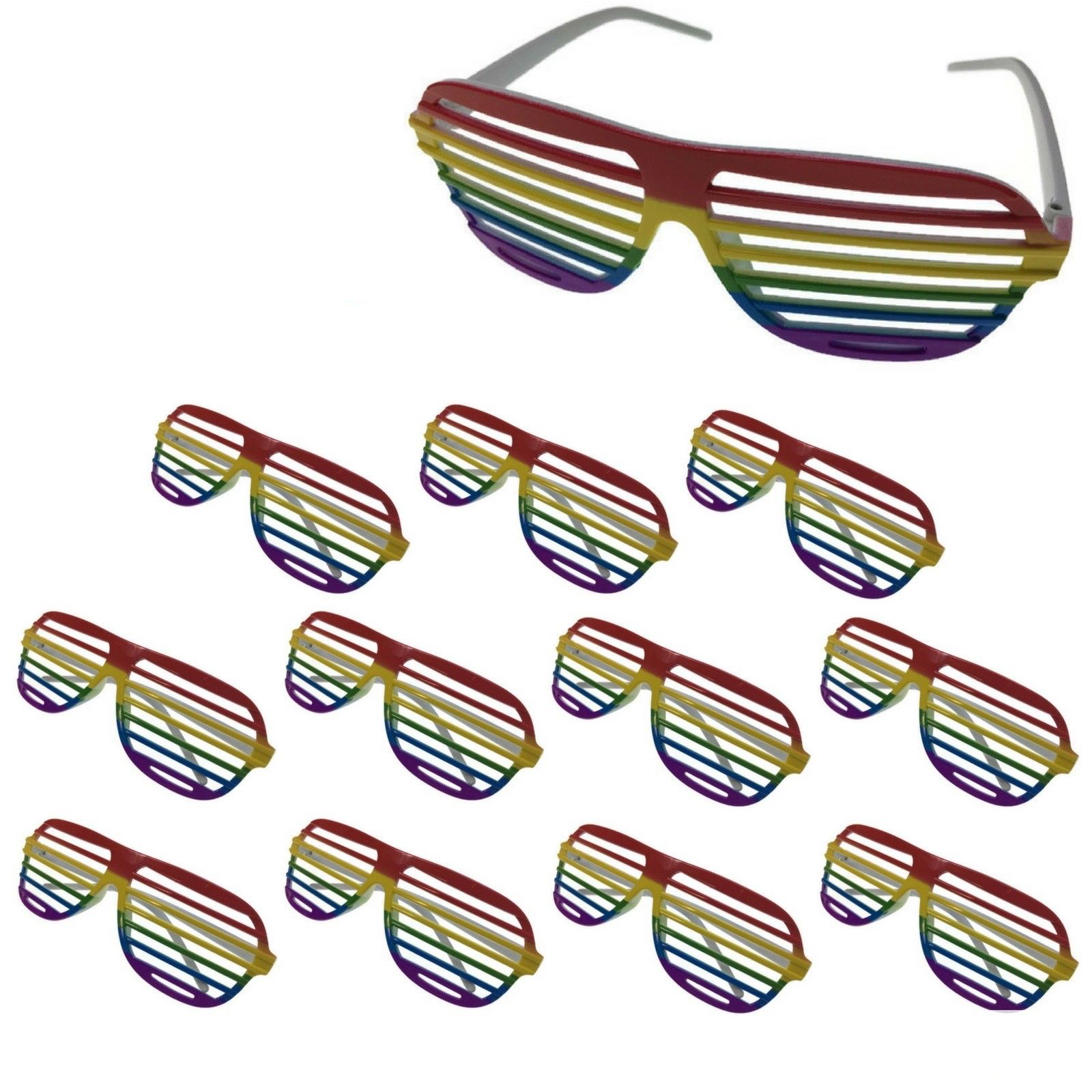 V563-21036-12PK-202506020821-00 12x RAINBOW GLASSES Sunglasses Mardi Gras Gay Pride LGBT Party Costume BULK - Image 1