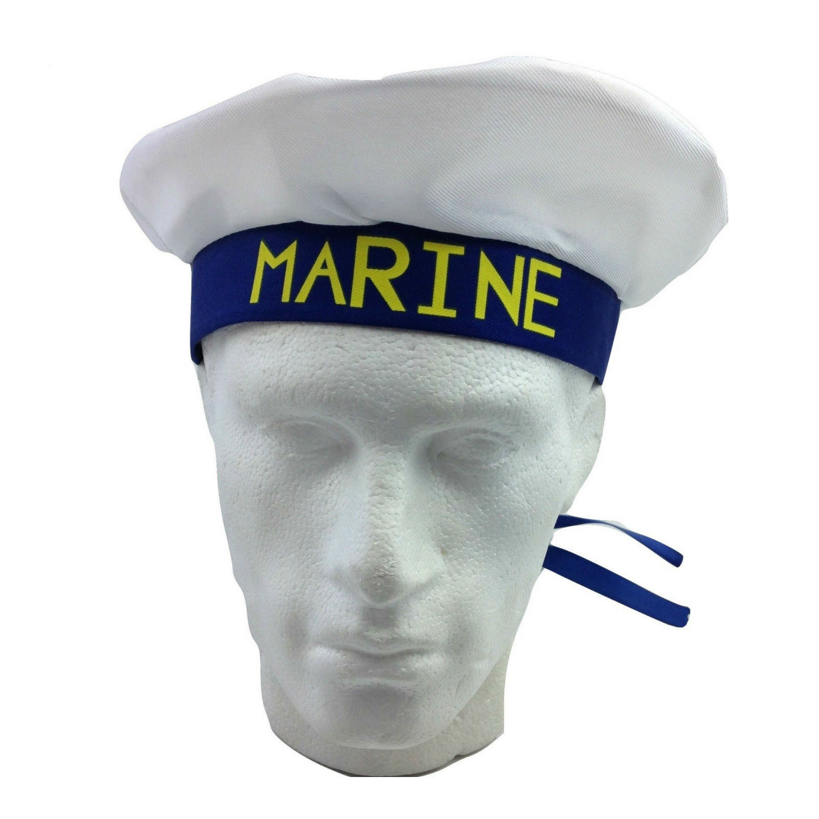 V563-21500-BLUE-184733-00 MARINE HAT Cap White NAVY Skipper Sea Fancy Dress Sailor Costume Accessory - Image 1