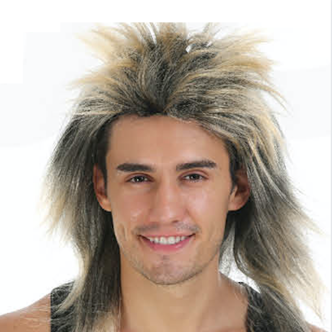 V563-22612-BLACK_BLONDE-184503-00 SPIKY PUNK Mullet Wig Costume Party Fancy Rock Hair Disco 70s 80s - Blonde - Image 1