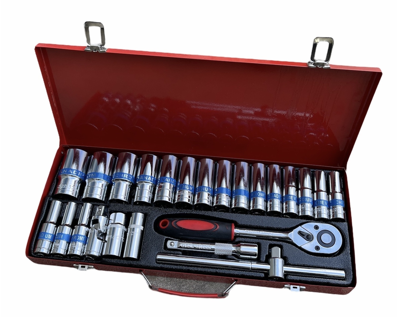 V563-24PCS_SOCKETTOOLSET-202503051545-00 24 Piece Ratchet Socket Wrench Set Screwdriver Bits Extension Hex Chrome Vanadium - Image 1