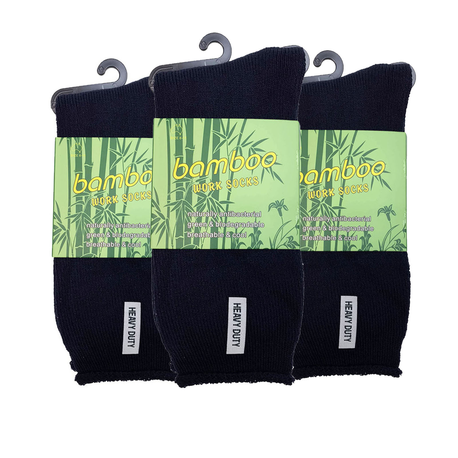 V563-3BSOX-NVYBLU-SIZE11-14-202503030915-00 3 Pairs PREMIUM BAMBOO SOCKS Mens Heavy Duty Thick Work Socks Cushion BULK - Navy Blue - 11-14 - Image 1