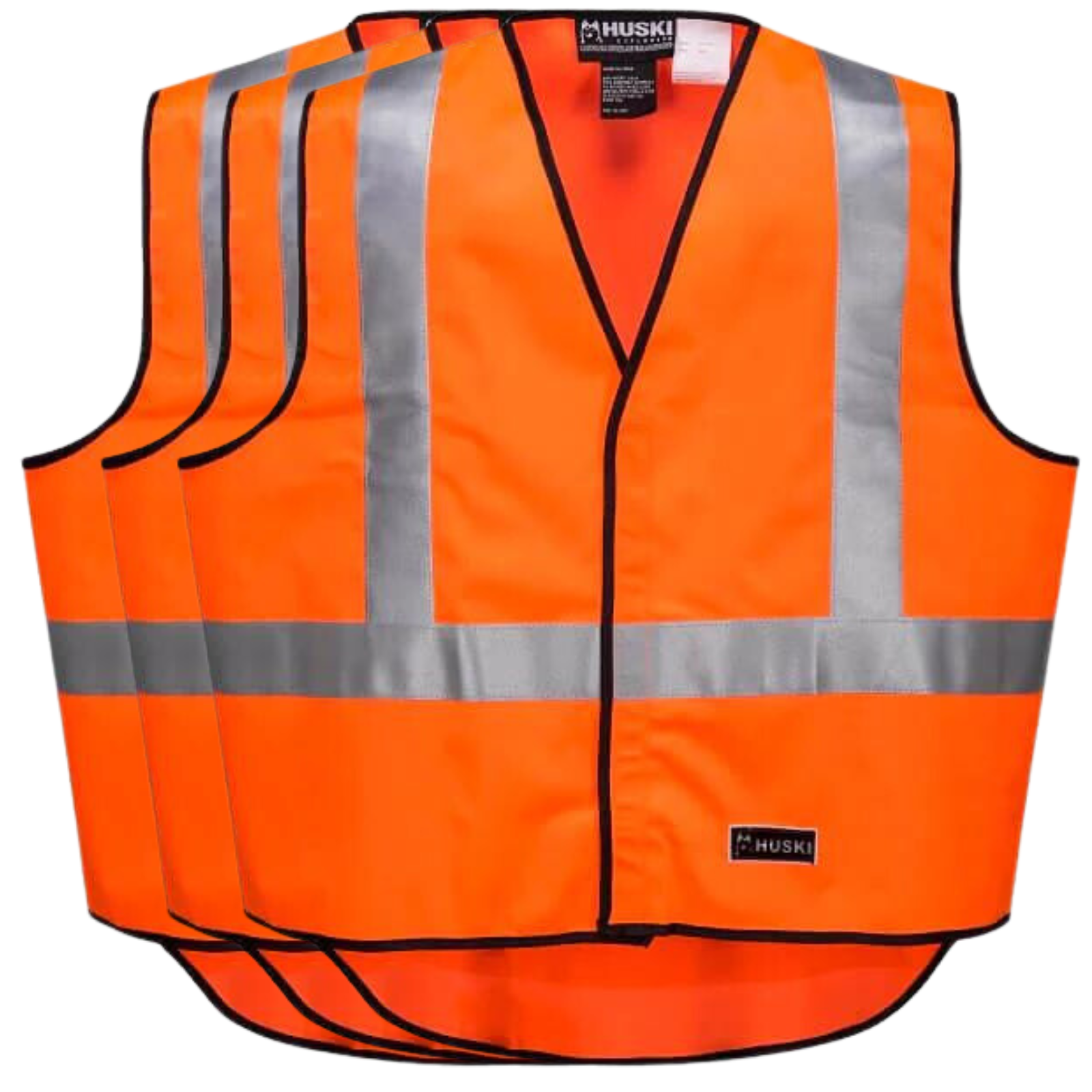 V563-3HUSKIVEST-ORANGE-L-202503051930-00 3x HUSKI Hi Vis Patrol Vest 3M Tape Safety Workwear High Visibility Bulk - Orange - L - Image 1