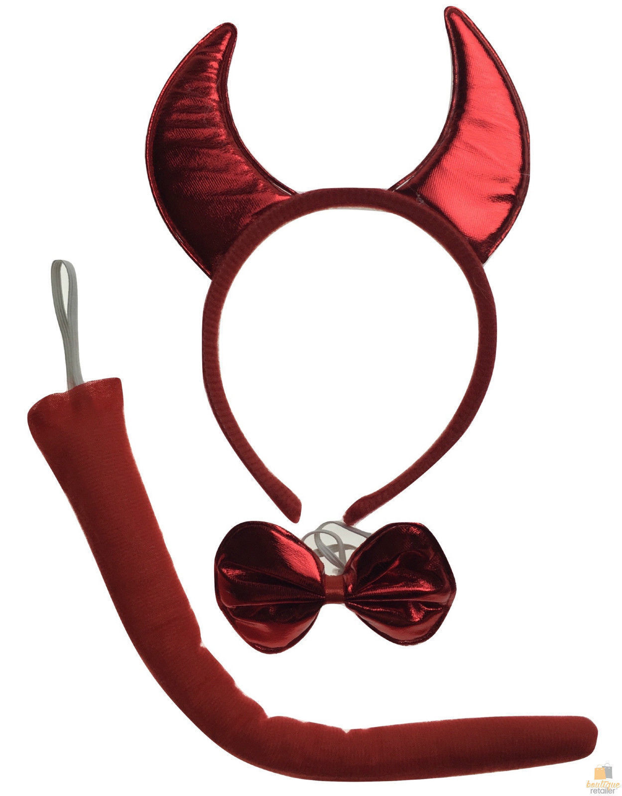 V563-3PRTYCOSTUME-REDDEVIL-184167-00 3pcs Set Animal Costume Dress Up Party Bow Tie Tail Ears Book Week - Red Devil - Image 1