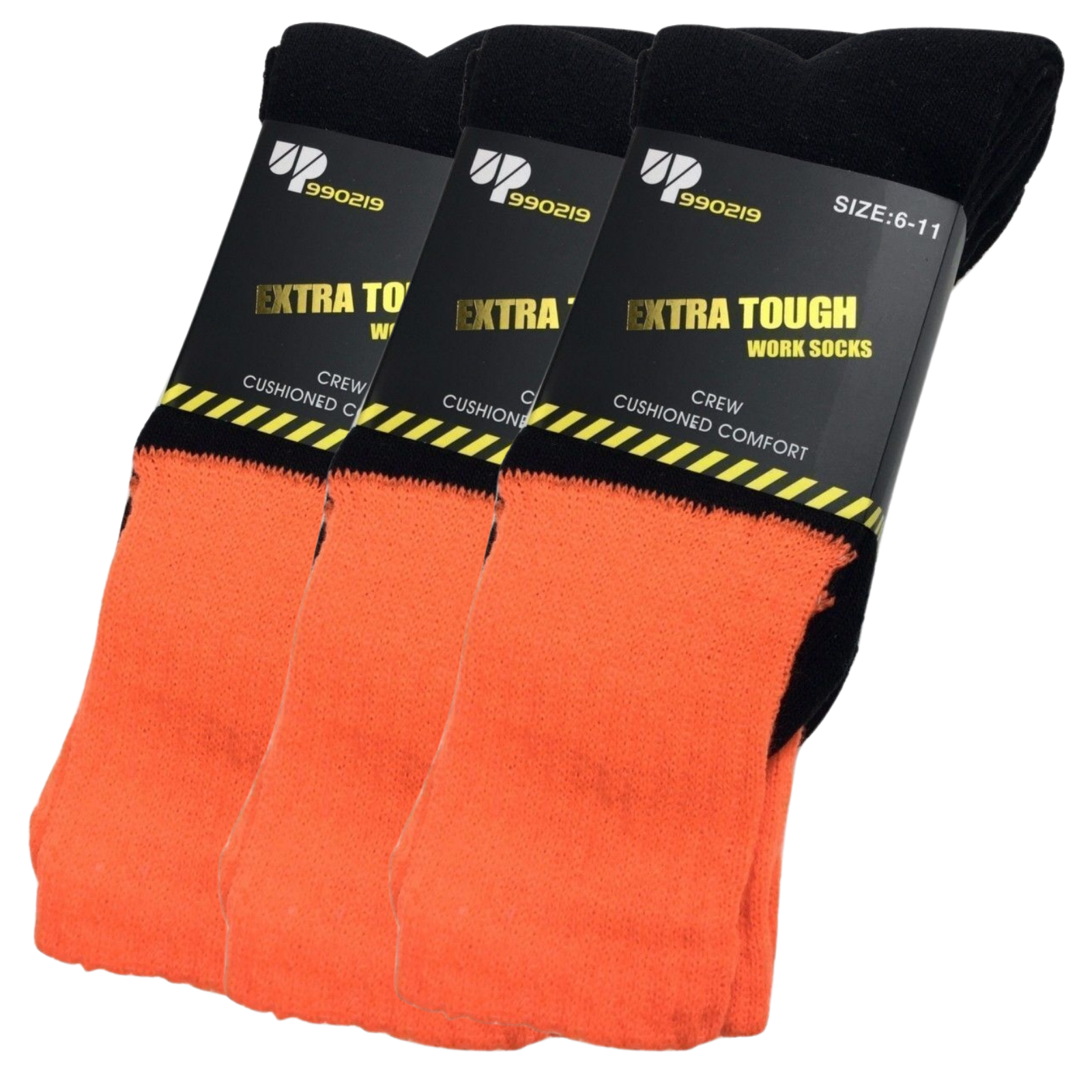 V563-3XBR-HIVISSOCKS-ORG11-14-202503051546-00 3x Pairs HI VIS SOCKS Workwear Work Safety Tradie High Visibility Fluro - Orange - 11-14 - Image 1