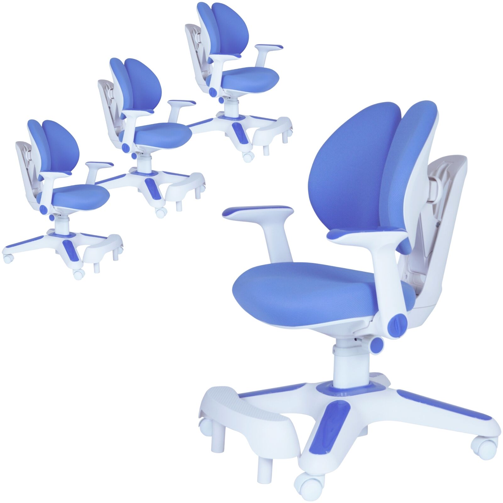 V563-68303_4X-202505071430-00 Ergonomic Children Kids Study Chair Set of 4 Height Adjustable - Blue - Image 1