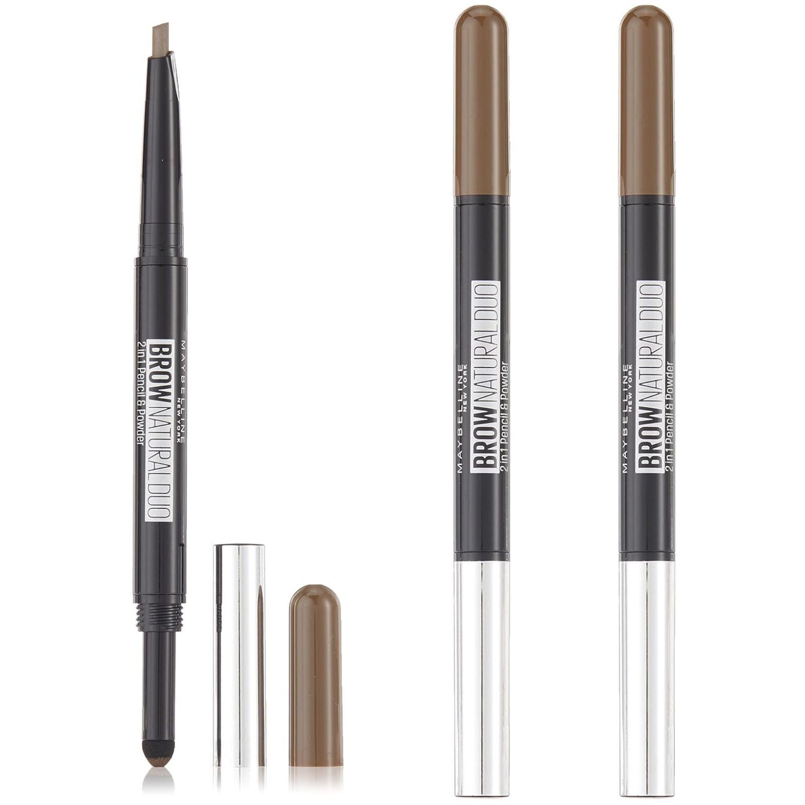 V563-6902395322573_3X-202503200936-00 3x Maybelline New York Natural Eye Brow Duo 2 in 1 Pencil & Powder - Deep Brown - Image 1