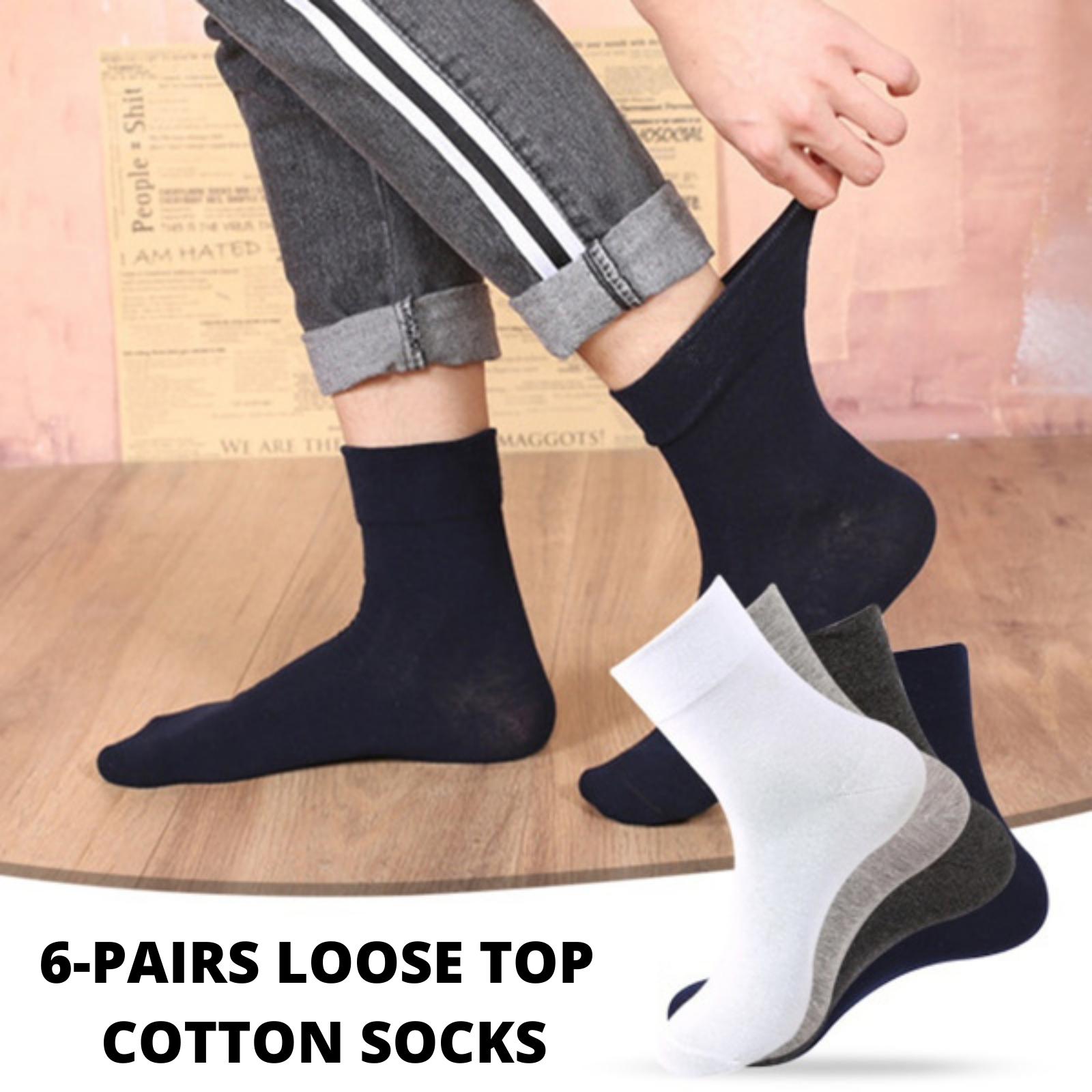 V563-6COTTONLTSOX-CHRCL2-8-202503051835-00 6x Pair COTTON Rich LOOSE TOP SOCKS Dress Medical Circulation Diabetic Comfort - - - Image 1