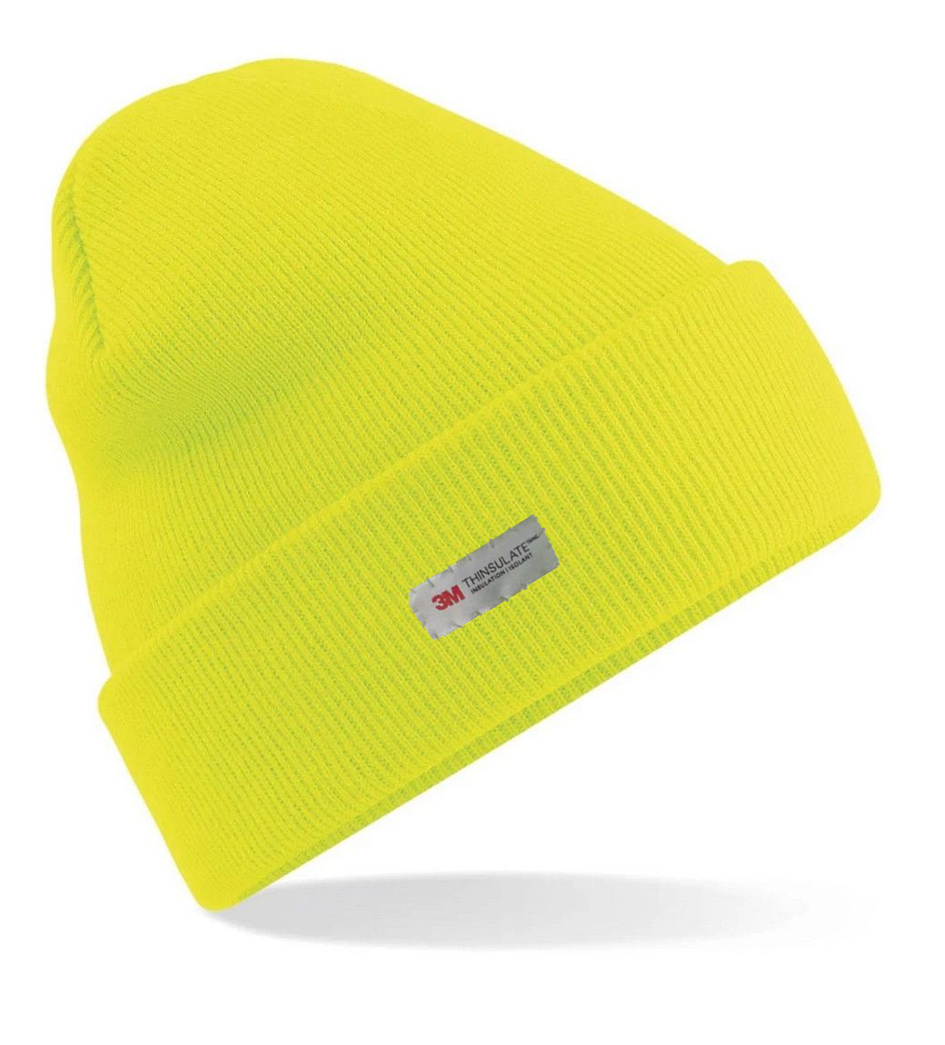 V563-71-0005-YELLOW-174256-00 Dents 3M THINSULATE Pull On Beanie Hat Thermal Work High Visibility - Neon Yellow - Image 1