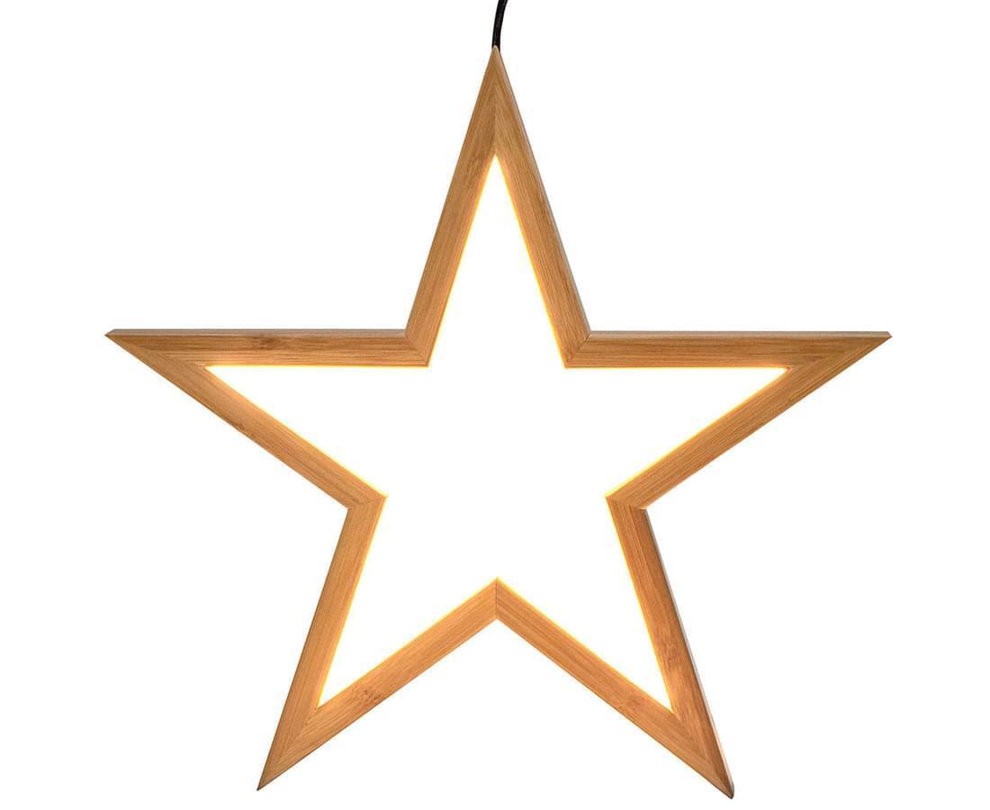V563-75163-174128-00 Ceiling Bamboo Star LED Hanging Lamp Natural Home Decor Lighting Pendant - Natural - Image 1