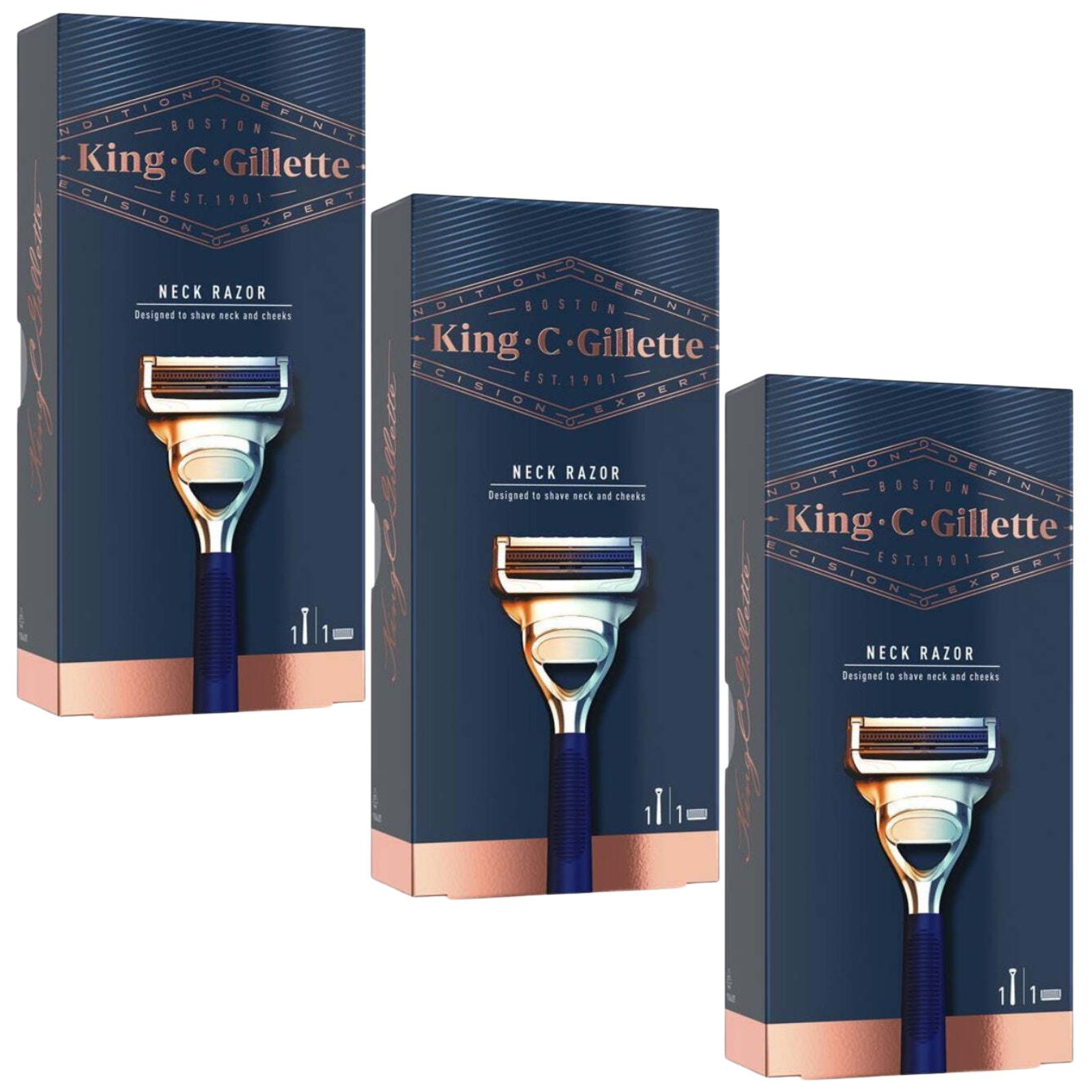 V563-7702018544615_3X-215816-00 Gillette Razor for Neck & Cheeks - 3 Packs - Image 1