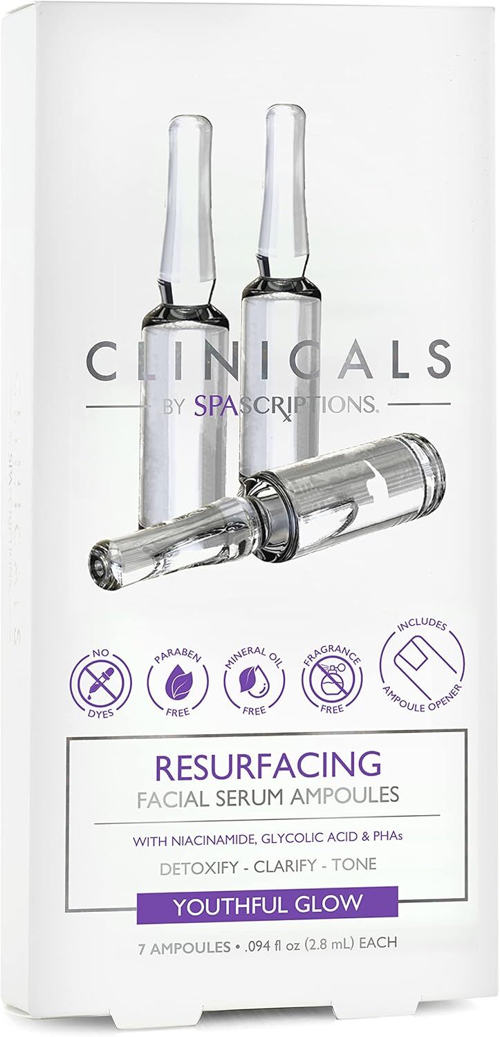 V563-814655036976-202503072105-00 Spascriptions Clinicals Resurfacing Serum Ampoules 7-Pack 2.8ml Each Niacinamide Glycolic Acid PHAs Youthful Glow - Image 1