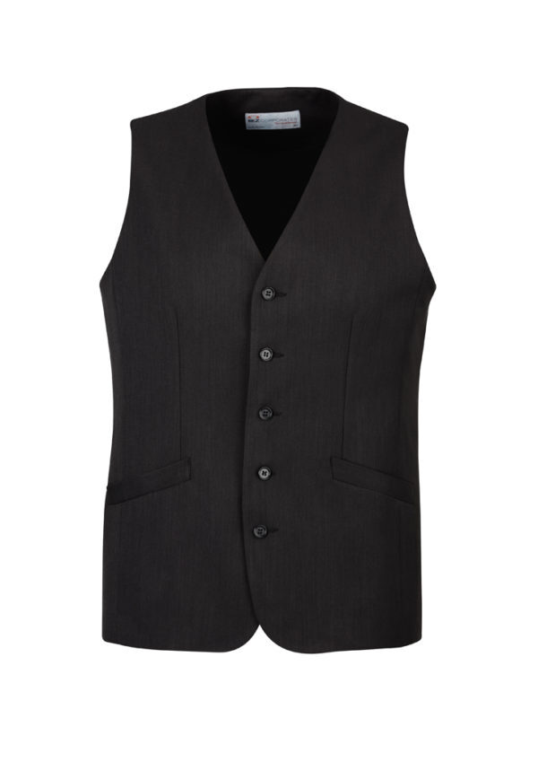 V563-90112-CHARCL-122-202503051651-00 Mens Bamboo Blend Longline Vest Waistcoat w/ Stretch Business Forrnal Dress - Charcoal - 122 - Image 1